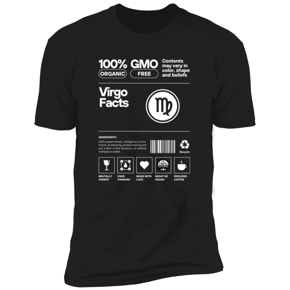 Virgo Nutrition Facts Premium Unisex Short Sleeve T-Shirt